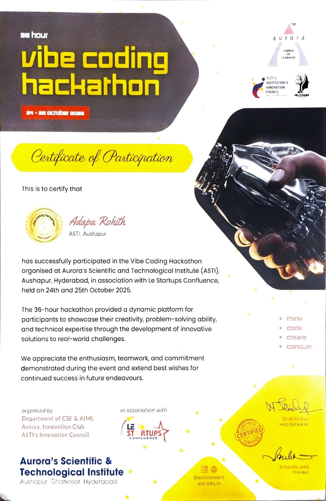 Hackathon Certificate 1